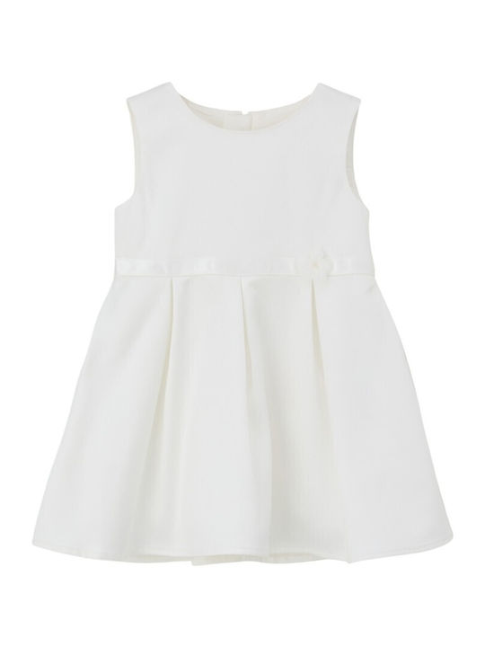 Girls Sleeveless Satin Dress For Flower Girls Off-White