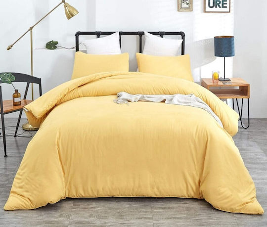 MayHome Σετ Κουβερλί Μονό Βαμβακερό Κίτρινο 160x240cm 2τμχ