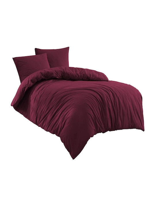 MayHome Σετ Κουβερλί Μονό Βαμβακερό Μπορντό 160x240cm 2τμχ
