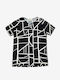 Attentes Damen Sommer Bluse Kurzärmelig Black/White