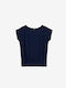 Garantie Women's Summer Blouse Short Sleeve Navy Blue