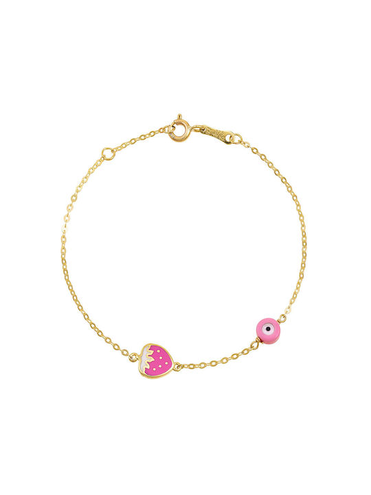 Kids Bracelet from Gold 9K with Evil Eye