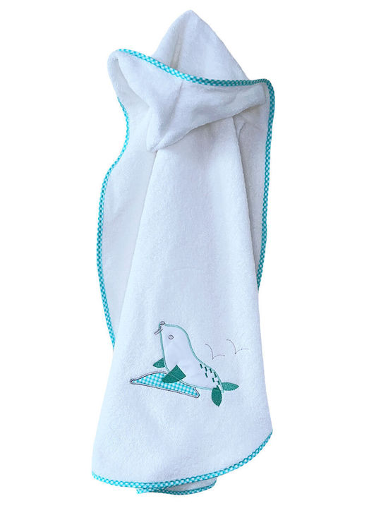 Bunny Bebe Baby Bath Towel Hooded Seal White 70x90cm S885-Seal-Mint