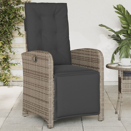 Outdoor Chair Rattan Grey with Cushion 57x61x93cm