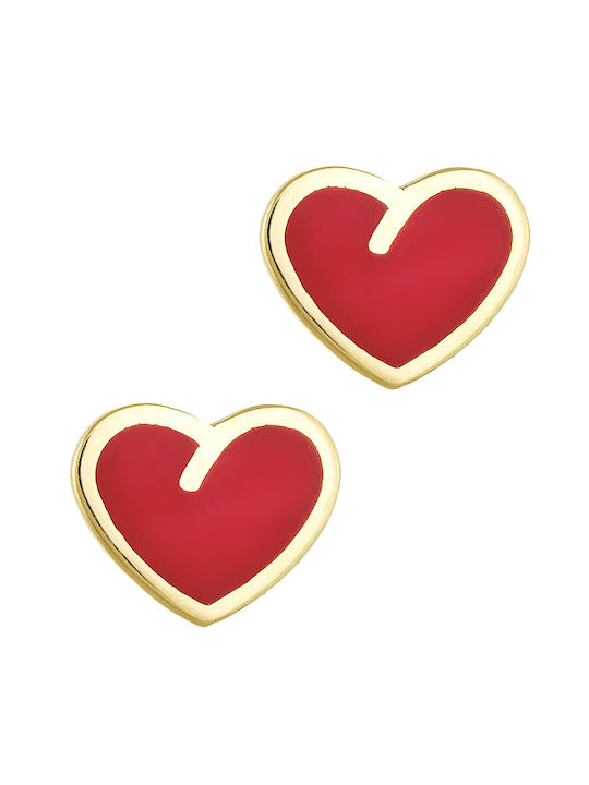 Kids Earrings Studs Hearts made of Gold 9K