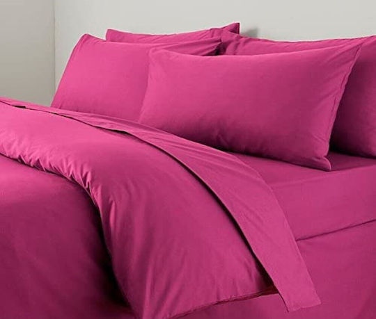 MayHome Sheet Sets Double with Elastic 140x200+25cm. Fuchsia 4pcs