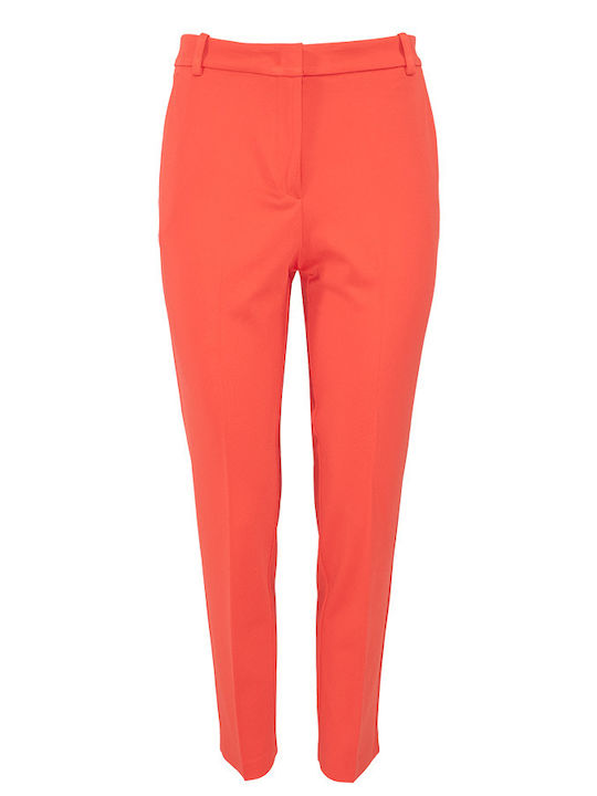 Pinko Bello Γυναικείο Ψηλόμεσο Υφασμάτινο Capri Παντελόνι σε Slim Εφαρμογή Πορτοκαλί