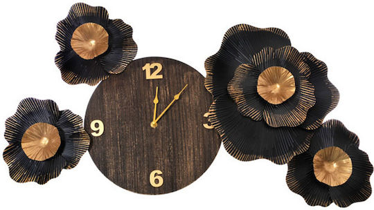 General Trade 3D Leise Metallische Wanduhr Schwarz 78x44cm