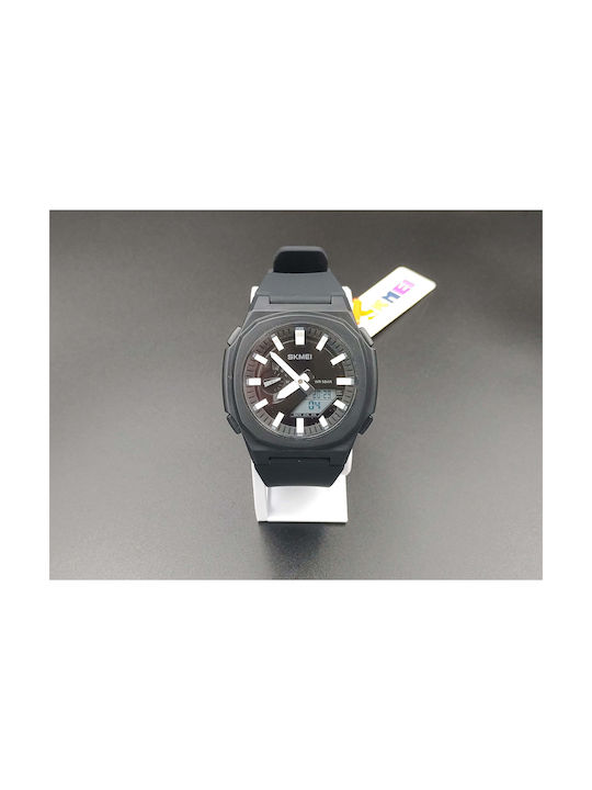 Digital Uhr Chronograph Batterie mit Kautschukarmband Black/White