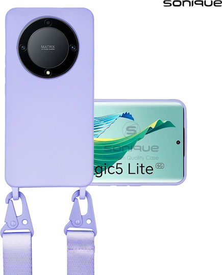 Sonique Strap Задна корица Силикон 0.5мм с Каишка Лилав (Honor Magic5 Lite)