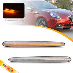Carro Πλαϊνά Φλας Φτερού Για Alfa Romeo Giulietta 2010+ Led Dynamic Crystal Λευκό 2 Τεμάχια /
