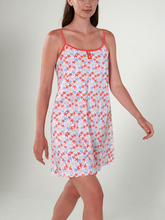 Vamp Summer Cotton Women's Nightdress Coral Berry