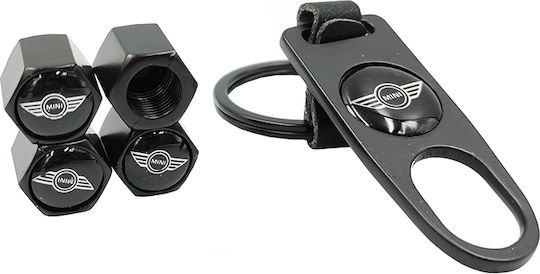 Ventilkappen für Autoreifen mit Logo Mini Schwarz 5Stück