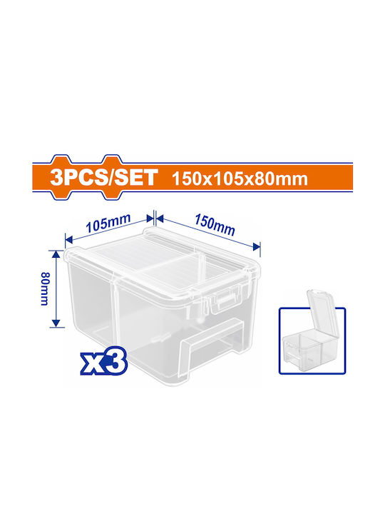 Wadfow Plastic Storage Box with Lid Transparent 15x10.5x8cm 3pcs