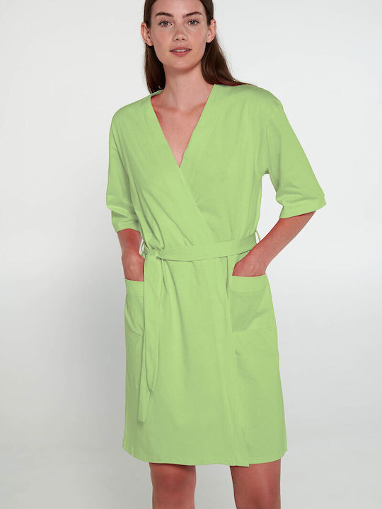 Vamp Winter Damen Baumwolle Robe Pistachio