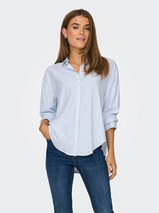 Only Shirt Mânecă lungă Femei Cămașă Albastru