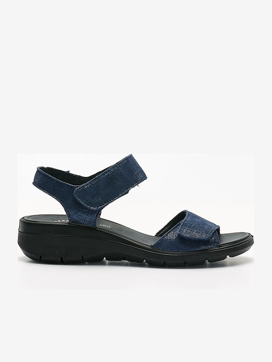 Imac Anatomic Women's Leather Platform Shoes Blue