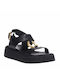 Komis & Komis Leather Women's Flat Sandals Flatforms in Black Color