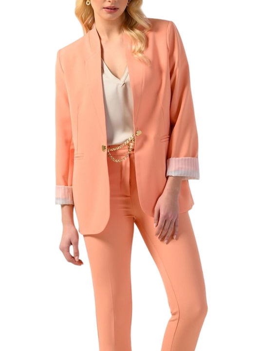 Derpouli Blazer pentru femei Sacou Coral