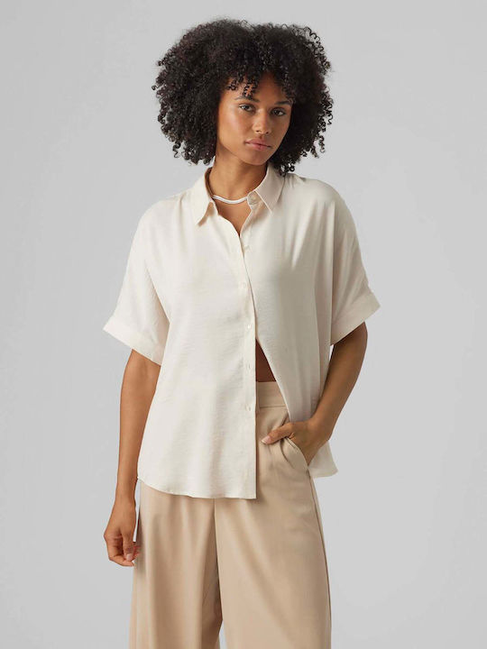 Vero Moda Kurzärmelig Damen Hemd Beige