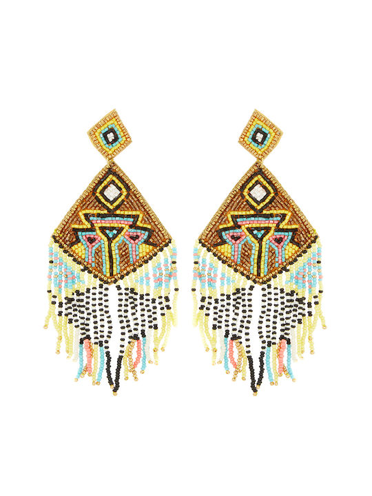 Boho Aztec Earrings In Yellow