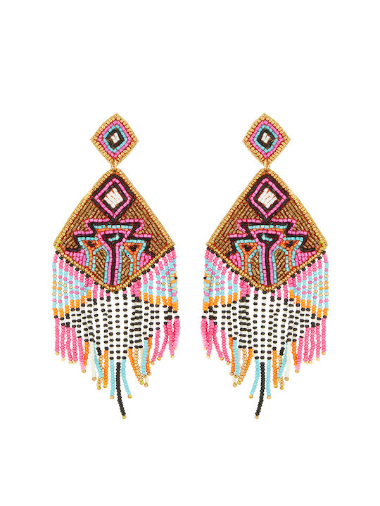 Boho Aztec Earrings In Pink