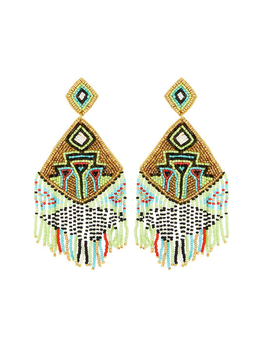 Boho Aztec Earrings In Green