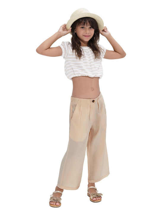 Energiers Kids' Fabric Palazzo Pants Vanilla Vanilla