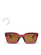 Chpo Unisex Sunglasses with Burgundy Plastic Frame and Brown Lens 16132RK