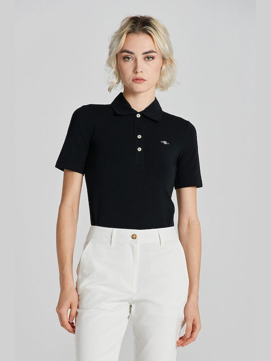 Gant Damen Polo Bluse Kurzarm Schwarz