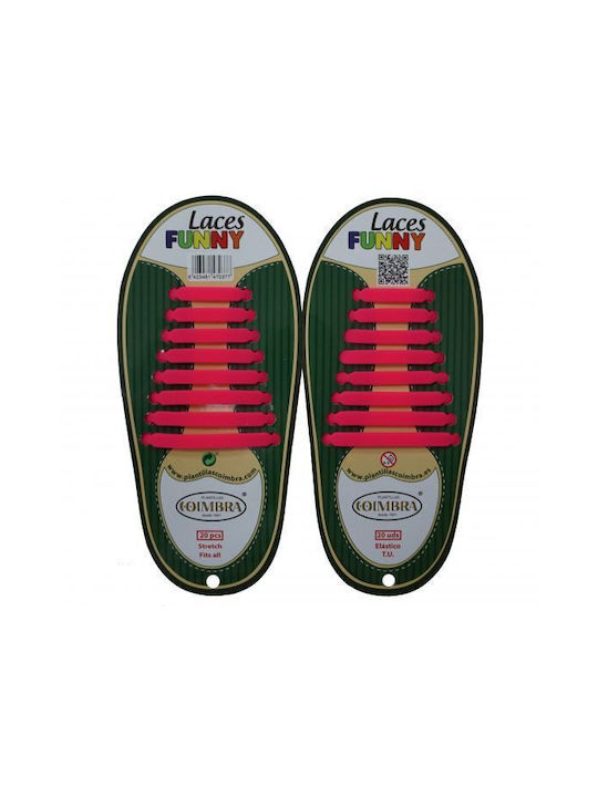 Coimbra Funny Laces Κορδόνια Παπουτσιών Ελαστικά Ροζ 20τμχ