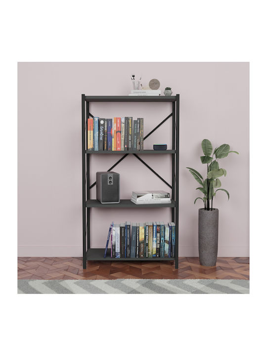 Bookcase Jackrey Charcoal-Black 60x30x114cm