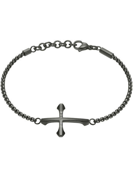 Police Bracelet with Cross design made of Steel