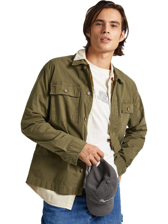 Lele Long Sleeve Denim Overshirt in Regular Fit Green