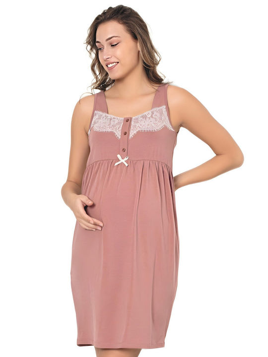 Angel's Secret Nightgown for Maternity Hospital & Breastfeeding Pink