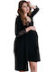 EasyMum Nightdress with Maternity Robe & Nursing Black