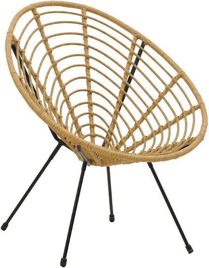Outdoor-Sessel Rattan Naoki Natural-metal Black 78x74x84εκ.