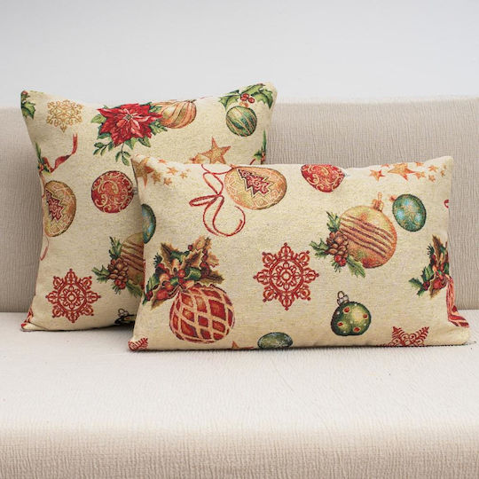 Cotone Husă Decorativă de Crăciun pentru Pernă Dreptunghiulară Bej 30x50buc