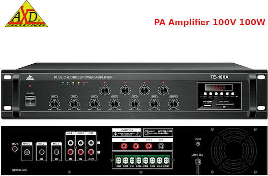 AXD Sound Integriert Kommerzieller Verstärker 16 Kanäle 100W/100V und USB/FM/Bluetooth-Anschlüssen