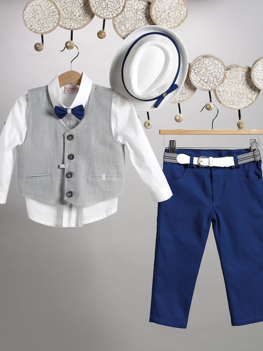 New Life Boys Baptism Suit with Vest 6pcs Blue