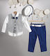 New Life Boys Baptism Suit with Vest 6pcs Blue