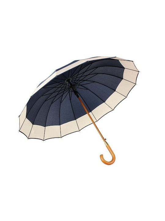 Automatic Umbrella with Walking Stick Navy Blue