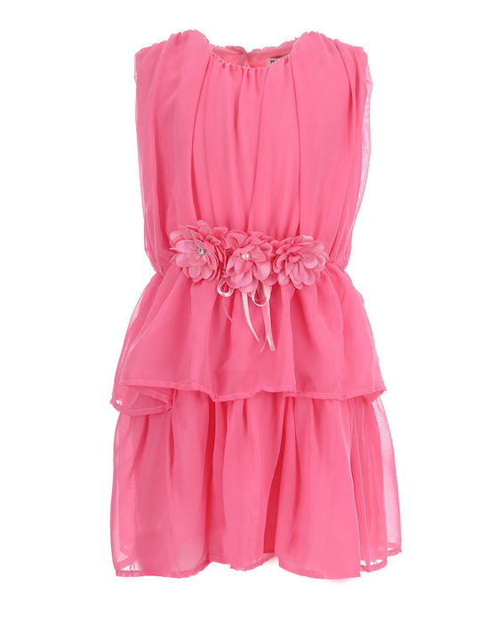 Children's Dress Sleeveless Set with Accessories Fuchsia