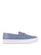 Leather Women's Loafers in Blue Color