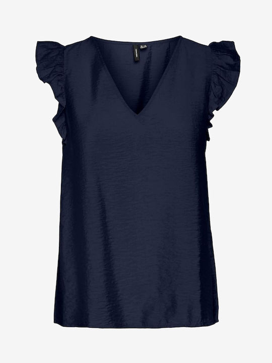 Vero Moda Women's Summer Blouse Sleeveless Navy Blue