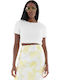 Women's Summer Crop Top Cotton Short Sleeve White