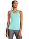 Under Armour Women's Athletic Blouse Sleeveless Fast Drying with Sheer Turquoise