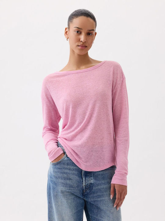 GAP Damen Sportliches Bluse Langärmelig Sugar Pink