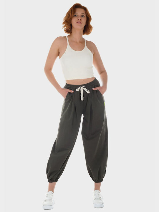 G Secret Women's Fabric Trousers with Elastic Khaki