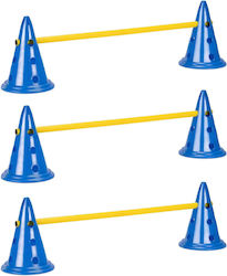 Navaris Dog Training Cone / Agility Equipment Set - Dog Training Obstacle Set With 6 X Cones 30 X 23 Cm & 3 X Poles 100 Cm - Blue (60543.01)